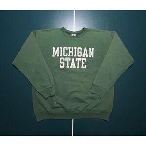 Vintage Champion Michigan State Crewneck Sweatshirt Mens Large Faded Green 90s